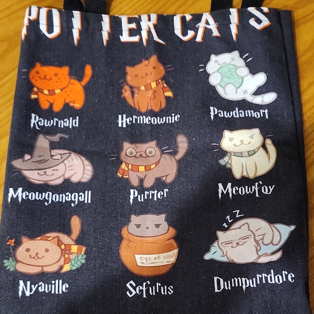 Potter Cats Themed Tote Bag - Black